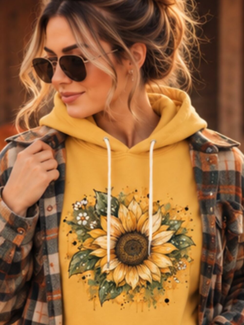 Vintage Sunflower Hoodie | Botanical Floral Lightweight Sweatshirt